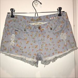 Billabong Floral Denim Cut-off Shorts - Size 1